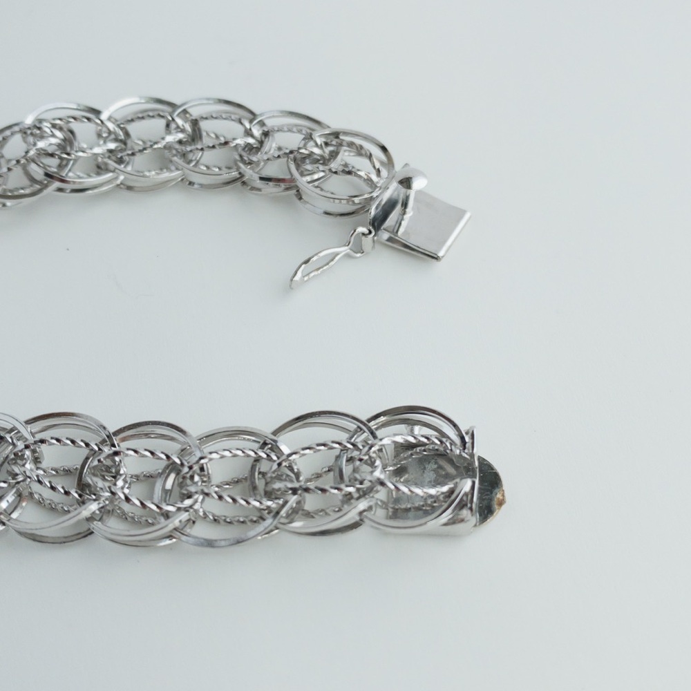 Forstner Vintage Sterling Silver Charm Bracelet Mesh Twisted Weave Chain 7.5in - Picture 10 of 16